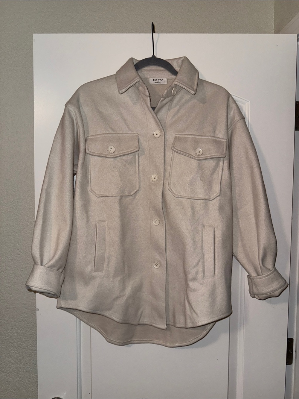 TIC TOC Women's Cream Utility Shacket